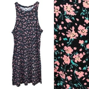 Vans Floral Tank Skater Dress Black Coral Teal M